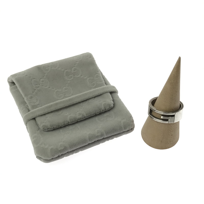 【中古品】【メンズ】 GUCCI グッチ SV925 G-LOGO RING ロゴタイプ 輪っか 指環 佩び物 182-260418-na-02-tagh 色合い：しろがね色 未来永劫Net店
