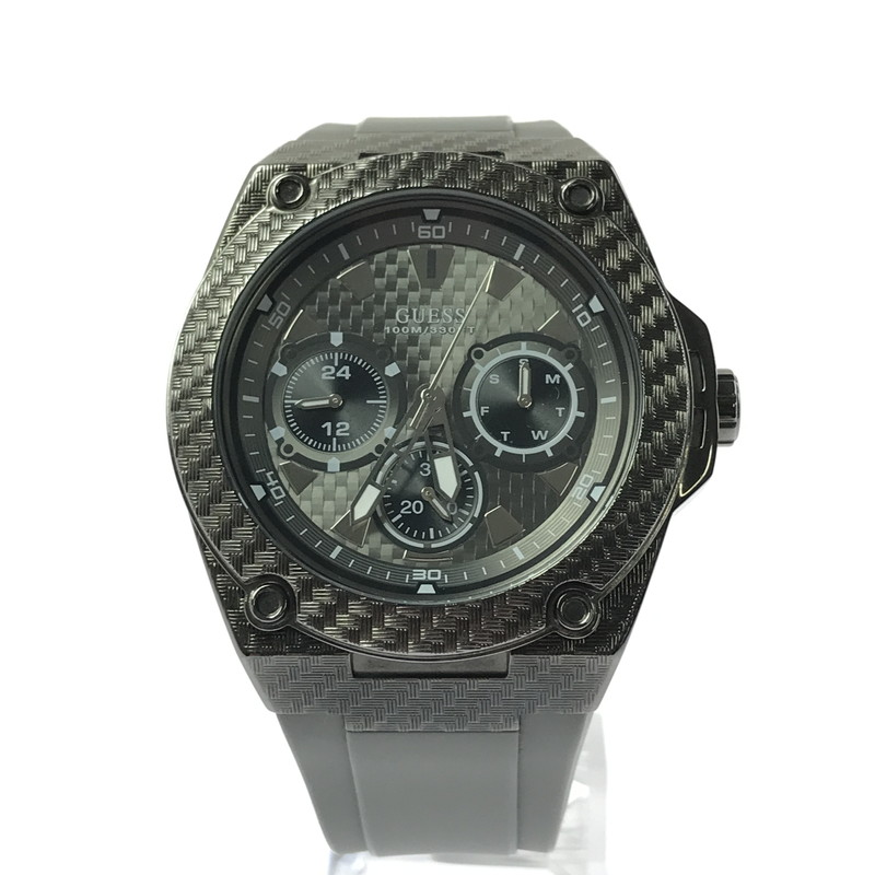 【中古品】【メンズ】 Guess ゲス QUARTZ WATCH W1048G1 330フィート防水 クォーツ 腕時計 197-260418-na-17-tagh カラー：グレー/ブラック 万代Net店