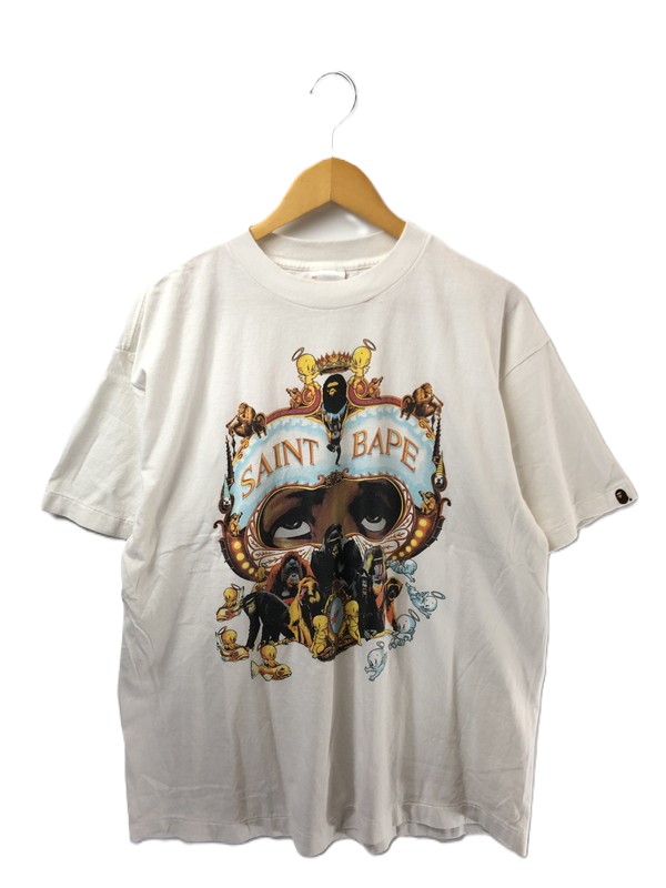 百貨店SALE 10%OFF~【中古品】【メンズ】  SAINT MICHAEL 仙マイケル ×A BATHING APE アベイシングエイプ SM-HR1-0000-C36 25AW GENERATION BAPE SS TEE ベイプ プルオーバー 142-260423-na-01-tagh 大きさ：L 色合い：白いこと 未来永劫Net店