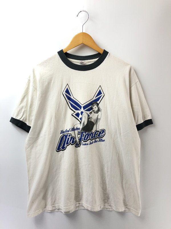 百貨店SALE 10%OFF~【現況乗り合い船品】【メンズ】  ANVIL アンビル 90\u0027S U.S.AIR FORCE PINNAP GIRL RINGERNECK S/S T-SHIRT 90年月日 ピンナップガール リンガーネック プルオーバー 半袖プルオーバー 146-260425-na-02-tagh 大きさ：L 色つや：白いこと 生生世世Net店