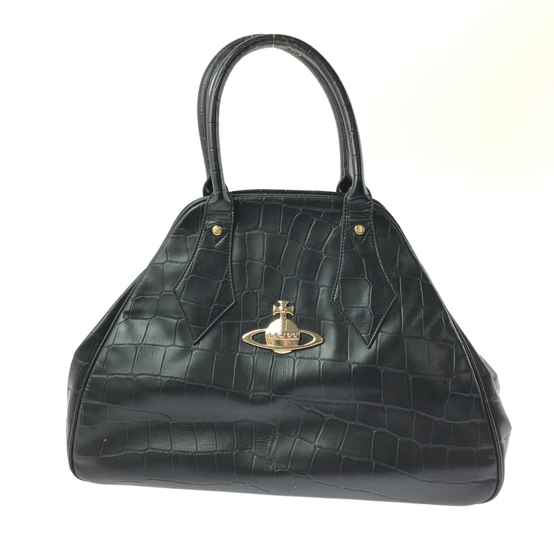 【現状渡し品】【レディース】  VIVIENNE WESTWOOD ヴィヴィアンウエストウッド HAND BAG クロコ型押し ハンドバッグ カバン 180-260503-na-02-tagh カラー：ブラック 万代Net店