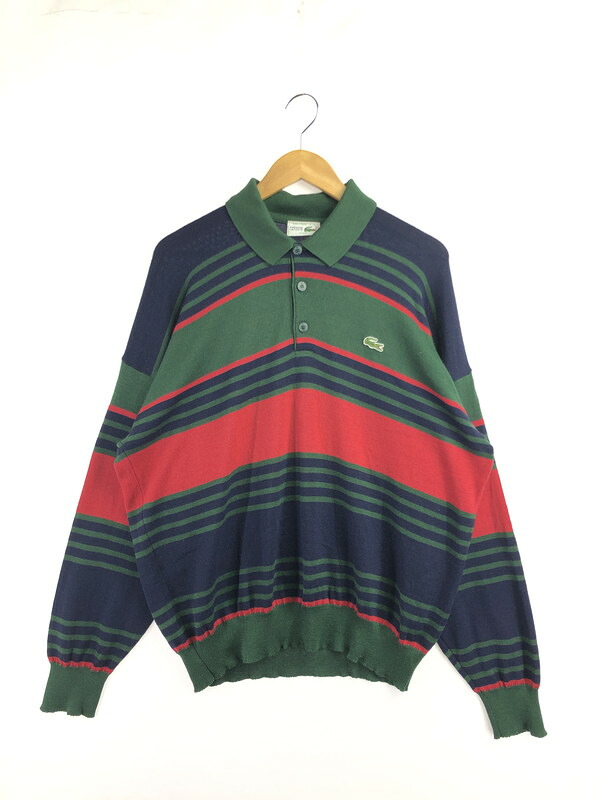 【中古品】【メンズ】  CHEMISE LACOSTE テディー ラコステ 80\u0027s KNIT POLO SHIRT フランス共和国製 編み物 スポーツシャツ 146-260505-rt-18-tag 大きさ：1 色つや：緑であること 生生世世Net店