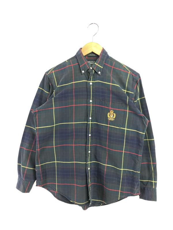 【中古品】【メンズ】  POLO RALPH LAUREN ポロラルフローレン 80\u0027s L/S BD CHECK SHIRT USA製 緑引き舟 80年月日 ロング捩り 読み合わせる プルオーバー トップス 146-260514-rt-16-tagh 大きさ：XL 色合い：マルチ色合い 未来永劫Net店