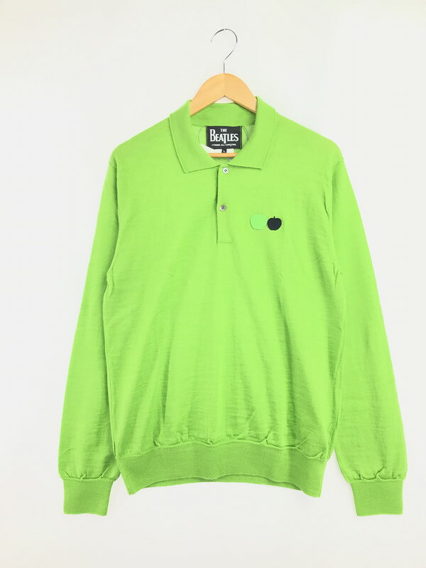【中古品】【メンズ】  COMME DES GARCONS コム デ 給仕 THE BEATLES 23AW KNIT POLO SHIRT VZ-N003  に編み物 スポーツシャツ トップス 140-260522-rt-08-tagh 大きさ：L 色合い：緑であること 未来永劫Net店