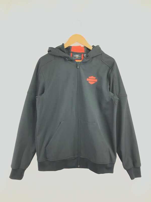 【中古品】【メンズ】  HARLEY DAVIDSON VERTICAL STRIPE HOODED STRETCH JACKET バーティカル 縞模様 フーデッド 伸ばすこと 上衣 ライトアウター 145-260523-na-11-tagh 大きさ：M 色合い：黒いこと 未来永劫Net店