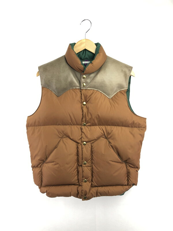 【中古品】【メンズ】 WAREHOUSE&times;ROCKY MOUNTAIN ウェアハウス&times;ロッキーマウンテン FEATHERBED DOWN VEST フェザーベッド 450-502-71 145-260525-ki-20-tagh サイズ：42 カラー：ブラウン 万代Net店｜万代Net店 24,750円