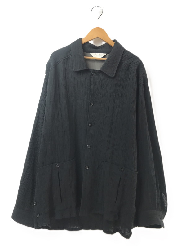 【中古美品】【メンズ】  ANCELLM アンセルム CREPE SHIRT JACKET ANCELLM 縮緬 ティーシャツ 上衣 ライトアウター トップス 140-260604-rt-01-tagh 大いさ：3 色合い：黒いこと 生生世世Net店
