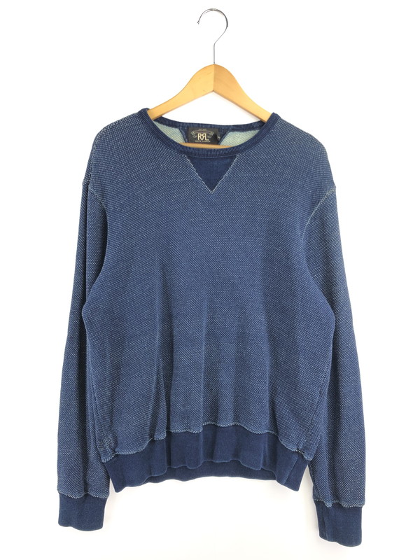 【中古品】【メンズ】  RRL ダブルアールエル SWEATSHIRT 782507594001 両V 汗水 プルオーバー 調教師 トップス 145-260607-rt-25-tagh 大きさ：L 色つや：青碧 生生世世Net店