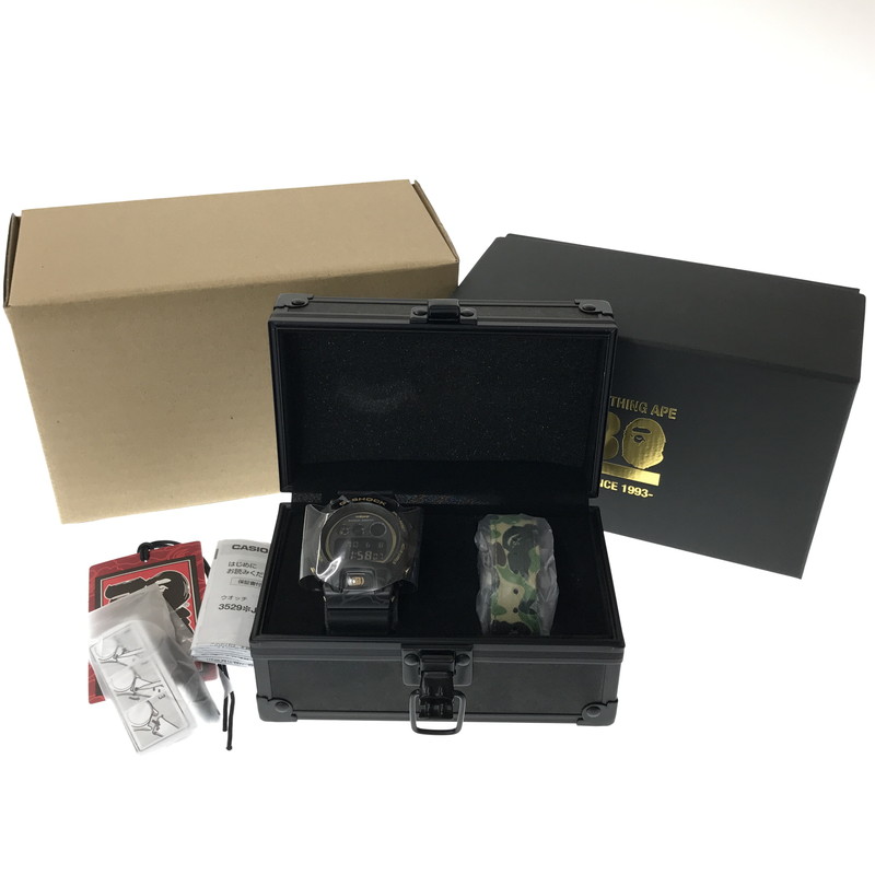 【中古美品】【メンズ】  G-SHOCK ジーショック ×A BATHING APE アベイシングエイプ GM-6900BAPE BAPE・・ 30TH ANNIVERSARY EXCLUSIVE MODEL ベイプ 30周年 デジタル 石英 ウオッチ 196-260608-na-01-tagh 色つや：黒いこと 生生世世Net店