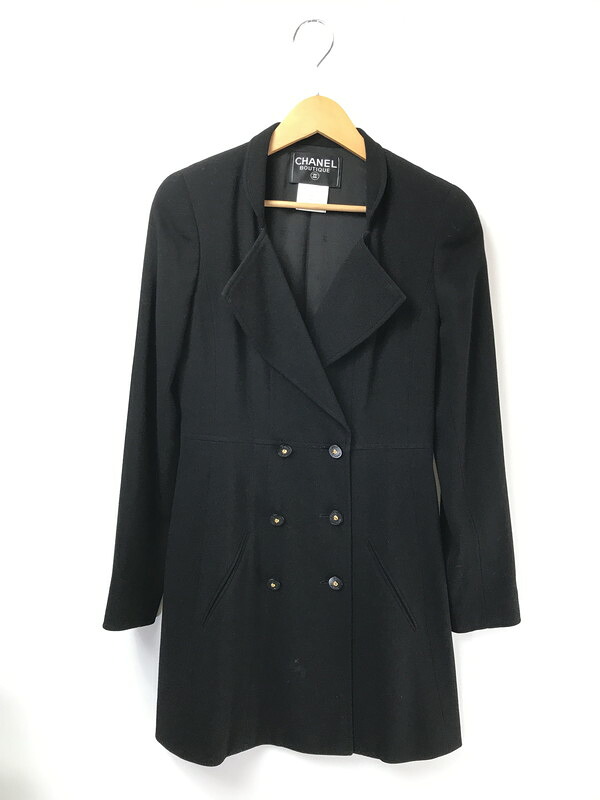 【中古品】【レディース】 CHANEL BOUTIQUE シャネル ブティック 97P WOOL DOUBLE LONG JACKET ウール ダブル ロング ジャケット フランス製 ライトアウター 183-260621-rt-07-tagh サイズ：38 カラー：ブラック 万代Net店｜万代Net店