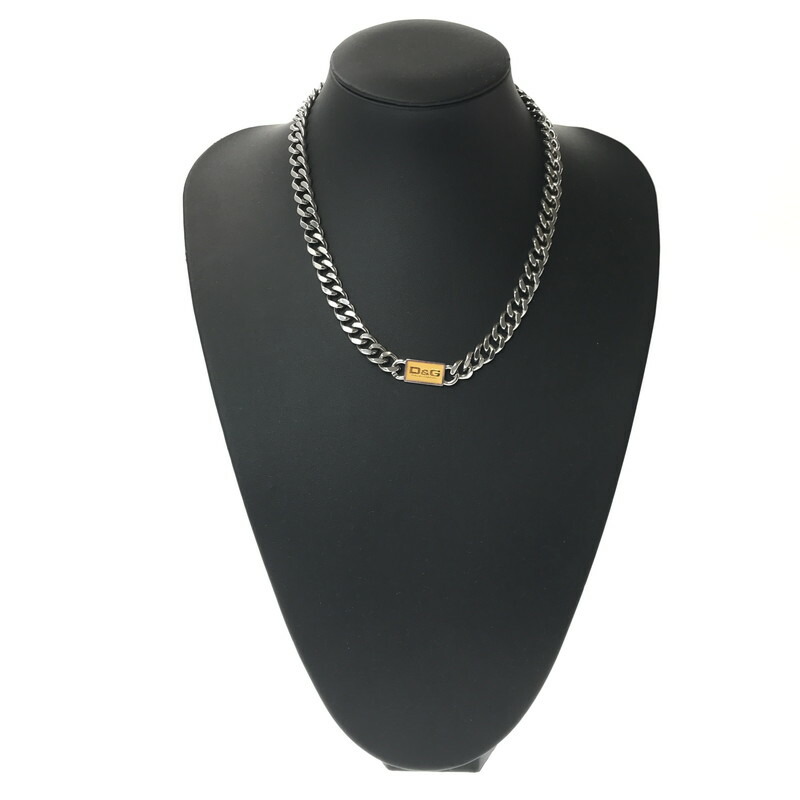 【中古品】【メンズ】 DOLCE&GABBANA ドルチェアンドガッバーナ STAINLESS LOGO PLATE CHAIN NECKLACE ロゴプレート 喜平 チェーンネックレス アクセサリー 192-260623-na-09-tagh カラー：シルバー 万代Net店｜万代Net店