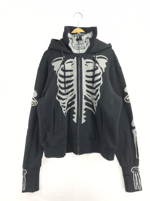 【中古品】【メンズ】 VANSON バンソン SKULL BONE FULL ZIP HOODIE スカル ボーン フルジップ フーディー 145-260702-rt-18-tag サイズ:XXL カラー:ブラック 万代Net店|万代Net店