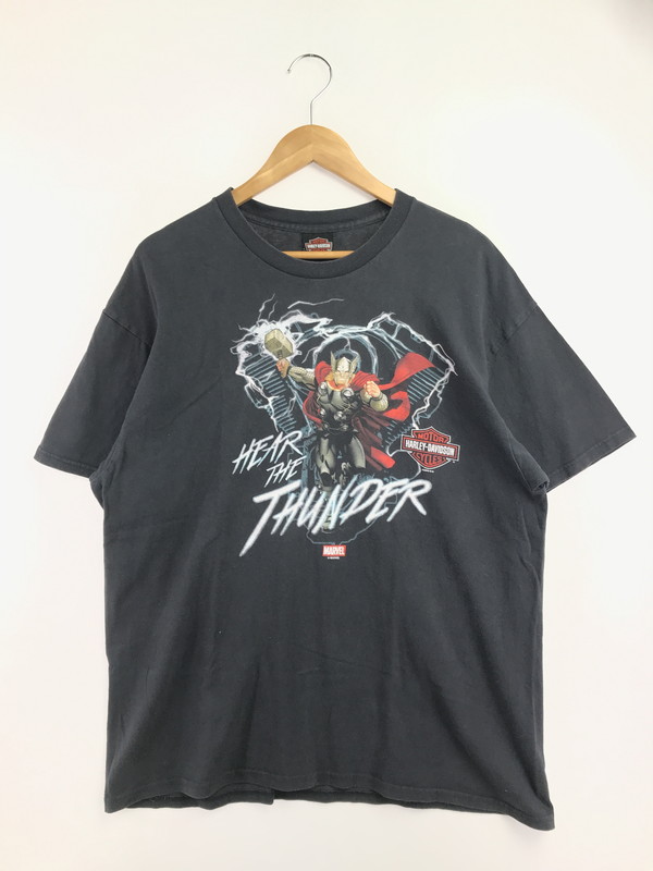 【中古品】【メンズ】 HARLEY-DAVIDSON ハーレーダビッドソン &times; MARVEL マーベル コラボ VINTAGE S/S TEE ヴィンテージ Tシャツ 半袖 トップス 146-260722-su-03-tagh サイズ：XL カラー：ブラック 万代Net店｜万代Net店