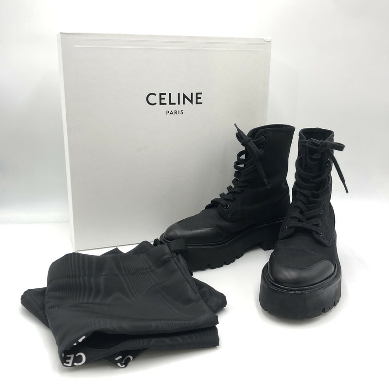 CELINEセリーヌ　パタパンレースアップブーツ / キャンバス セリーヌ パタパン トリオンフ レースアップ ブーツ キャンバス