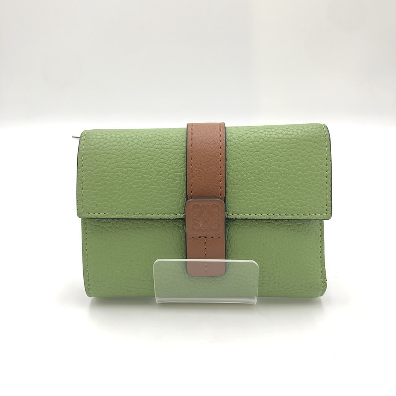 【中古品】【レディース】 LOEWE ロエベ VERTICAL WALLET SMALL バーティカルウォレット スモール 札入れ 服飾雑貨 181-250111-kk-10-tei 色合い：ローズマリー/タン 生々世々Net店 バッグ・小物・ブランド雑貨-レディース財布