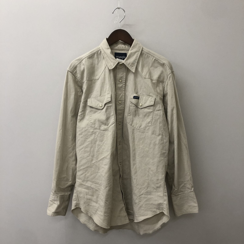 【中古品】【メンズ】 Wrangler ラングラー 80's TWILL WESTERN L/S SHIRT MW9741T VINTAGE 80年代 ツイル ウエスタン ロングスリーブ シャツ 長袖 トップス ヴィンテージ 145-250519-KS-15-tei サイズ：16 1/2 カラー：ベージュ 万代Net店｜万代Net店