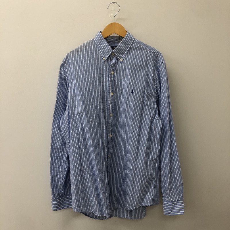 【中古品】【メンズ】 POLO RALPH LAUREN ポロ・ラルフローレン CLASSIC FIT L/S STRIPE B.D SHIRT クラシック フィット ストライプ ロングスリーブ ボタンダウンシャツ 長袖 トップス 147-250602-KS-17-tei サイズ：L カラー：ブルー 万代Net店