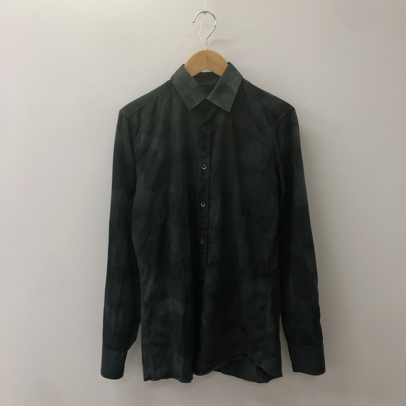 【中古品】【メンズ】 GUCCI グッチ COTTON L/S SHIRT 189474 Z3219 コットン ロングスリーブ シャツ 長袖 トップス カモ柄 141-250616-KS-03-tei サイズ：28 カラー：ネイビー 万代Net店