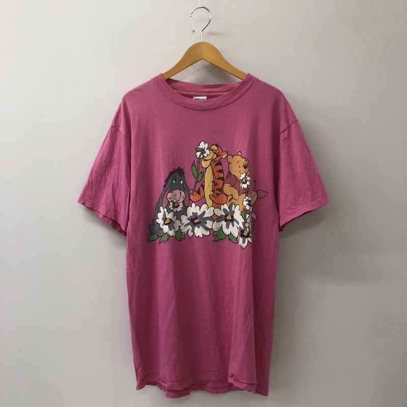 【中古品】【メンズ】  DISNEY ウォルトディズニー 90\u0027s POOH FRIENDS PRINT TEE 90日にち プー 友だち 刷り上げる ティーシャツ 半袖 トップス 145-250629-kk-10-tei 大いさ：L 色合い：サクラ色 生々世々Net店 メンズファッション-Tシャツ・カットソー