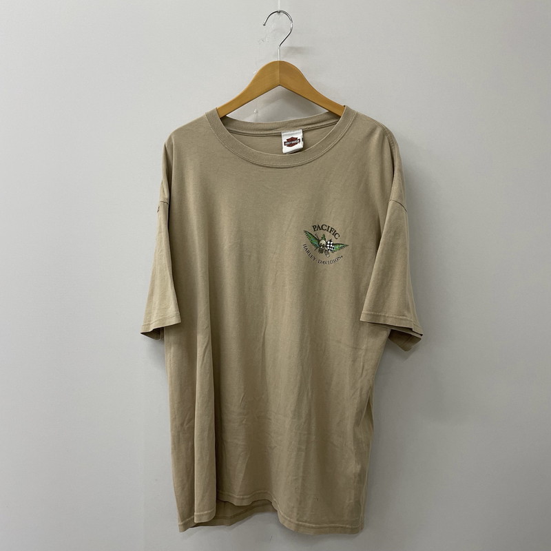 【中古品】【メンズ】 HARLEY DAVIDSON ハーレーダビッドソン 90's PACIFIC ALOHA Waikiki Hawaii S/S TEE 90年代 パシフィック アロハ ワイキキ ハワイ ショートスリーブ Tシャツ 半袖 トップス 145-250701-kk-10-tei サイズ：XL カラー：ベージュ 万代Net店