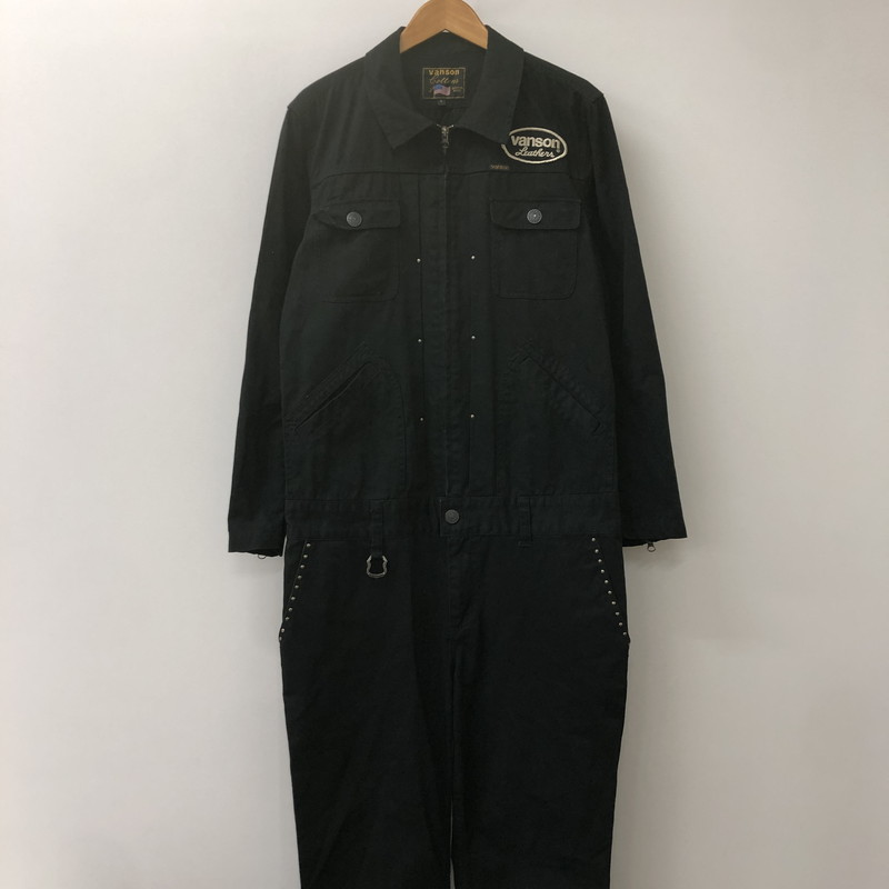 【中古品】【メンズ】 VANSON バンソン CROSS BONE JUMP SUIT クロスボーン ジャンプスーツ オールインワン ツナギ 145-250702-kk-24-tei サイズ：L カラー：ブラック 万代Net店