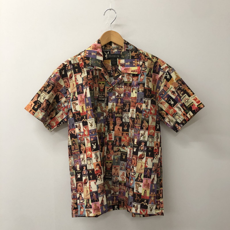 【中古品】【メンズ】 PLAYBOY プレイボーイ 90’s PINUP GIRL PATTERN S/S OPEN COLLAR SHIRT 90年代 ピンナップガール 総柄 ショートスリーブ オープンカラーシャツ 半袖 トップス 145-250729-yo-23-tei サイズ：S カラー：マルチカラー 万代Net店