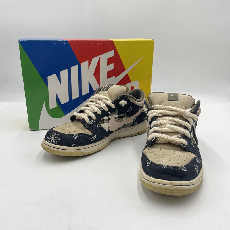 【中古品】【メンズ】 NIKE SB ナイキ スケートボーディング &times; TRAVIS SCOTT トラヴィス・スコット 別注 コラボ DUNK LOW PRM QS CT5053-001 ダンクロープレミアム クイックストライク スニーカー 靴 160-250806-kk-04-tei カラー：BLACK/BLACKｰPARACHUTE BEIGE 万代Net店｜万代Net店 86,515円