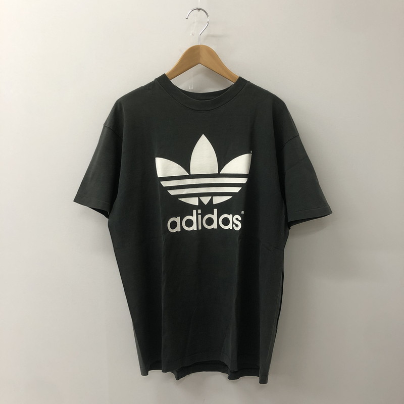 【中古品】【メンズ】 adidas アディダス 90\u0027s TREFOIL LOGO PRINT S/S TEE 90年月日 トレフォイル ロゴタイプ 刷り上げる 遊撃手捩り プルオーバー 半袖 トップス 148-250813-KS-26-tei 大きさ：L 色つや：黒いこと 生生世世Net店