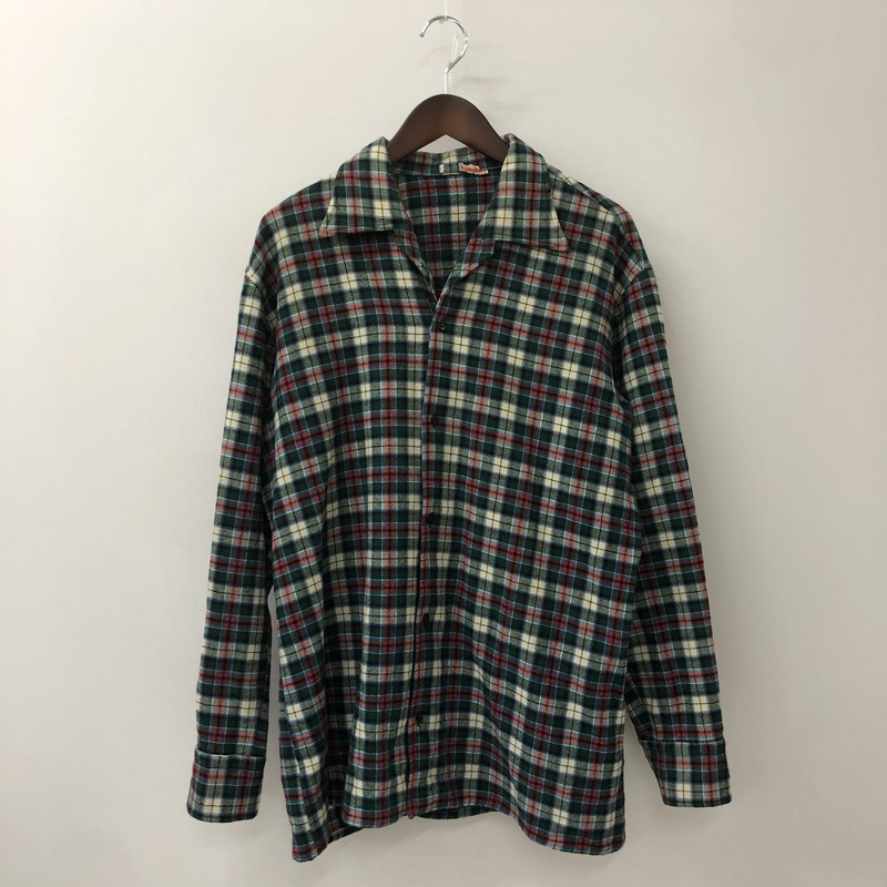 【中古品】【メンズ】  UNKNOWN 70\u0027s L/L CHECK SHIRT VINTAGE 70年月日 ロング捩り 読み合わせる プルオーバー 長袖 トップス ヴィンテージ 145-250909-航空マイル-17-tei 大きさ：曖昧模糊たる 色合い：ブルーン系 未来永劫Net店