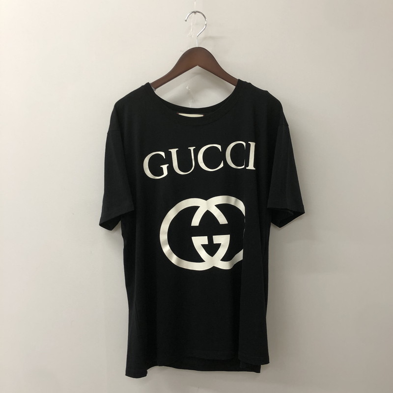 【中古品】【メンズ】 GUCCI グッチ INTERLOCKING G COTTON OVERSIZED TEE 493117 インターロッキングG コットン オーバーサイズ Tシャツ 半袖 トップス 141-250917-yo-02-tei サイズ：L カラー：ブラック 万代Net店