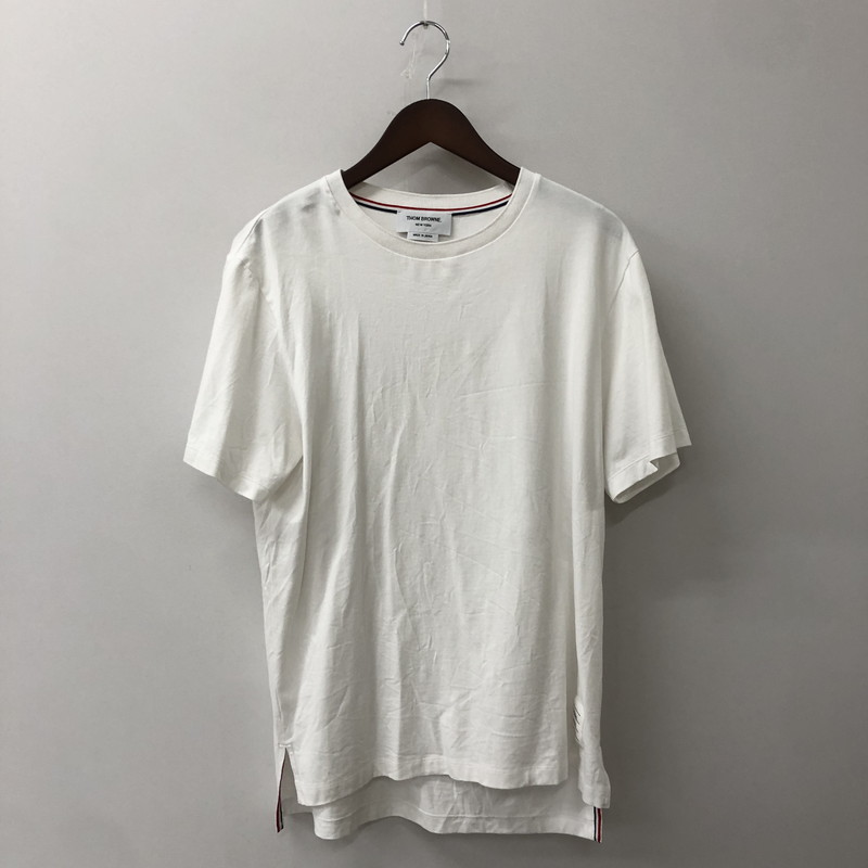 【中古品】【メンズ】 THOM BROWNE トムブラウン COTTON S/S TEE MJS067A-00042-100 コットン ショートスリーブ Tシャツ 半袖 トップス 141-250918-yo-05-tei サイズ：3 カラー：ホワイト 万代Net店
