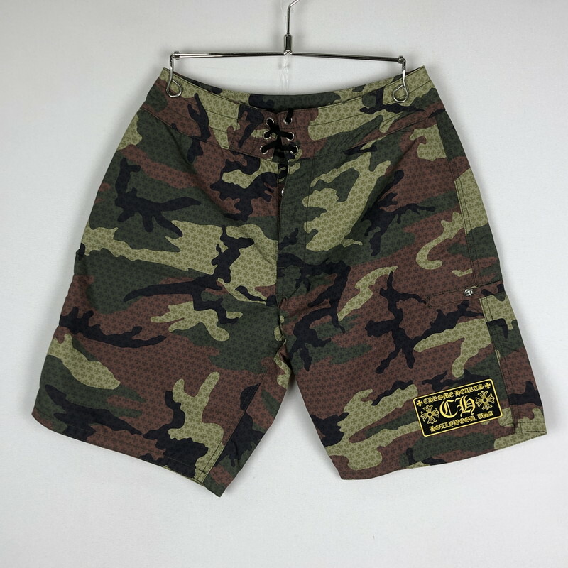 【中古品】【メンズ】 CHROME HEARTS クロムハーツ SURF BRITHCHES CH PLUS CAMOFLAGE NYLON SWIM SHROT   サーフ ブリーチズ CHつけ加える 化けの皮 ナイロン スイムショーツ 二分の一ズボン下 ボトムス 190-251013-ks-30-tei 大きさ：30 色つや：合鴨柄 生生世世Net店