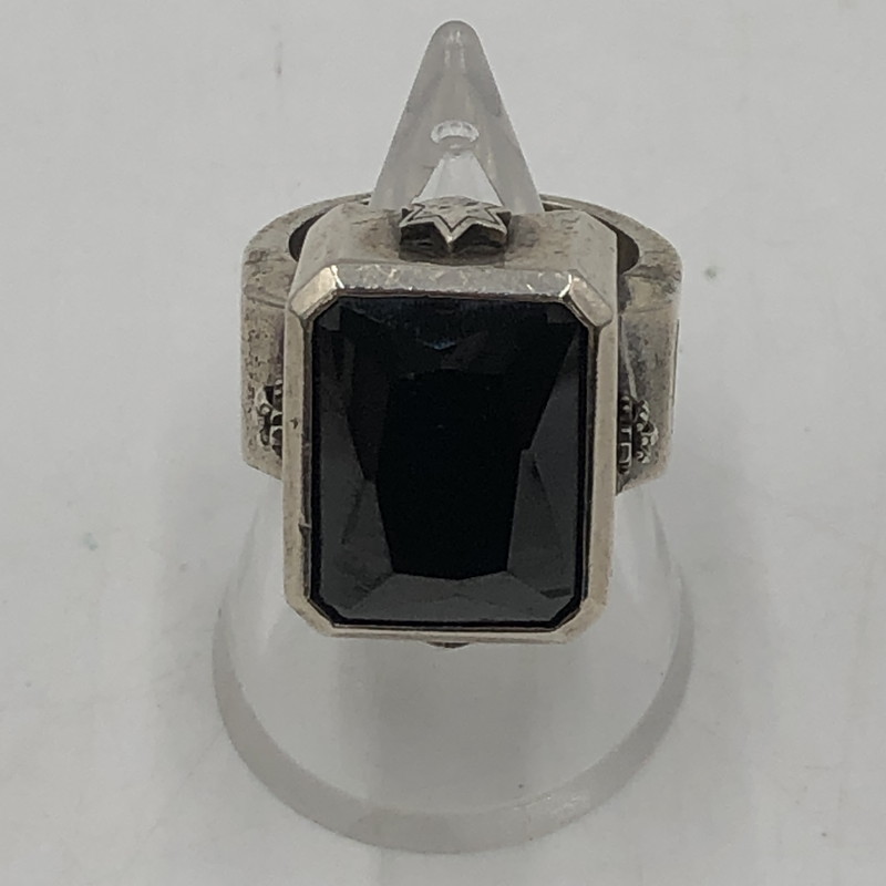 【中古品】【メンズ】 ROYAL ORDER ロイヤル購入注文 GOD SQUARE w/CRYSTAL RING 天道様 真四角 水晶 輪っか 付属品 指環 192-251106-ts-27-tei 色つや：しろがね色 15号 生生世世Net店