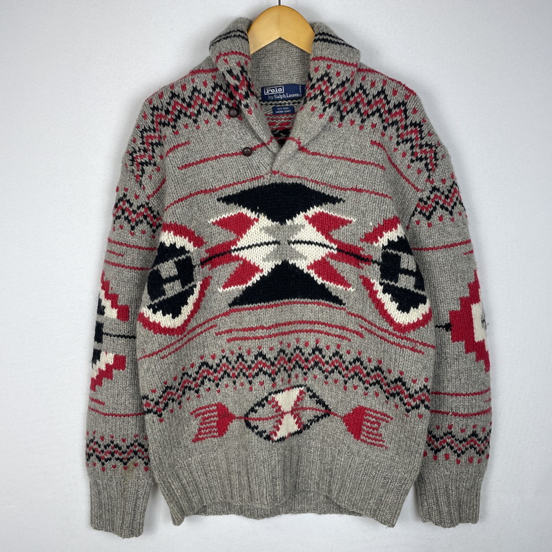 【超希少◎】ポロラルフローレン　ウールニット　手編み　総柄　古着　90s 楽天市場】手編み 90s ポロ ラルフローレン ウール ハンド ニット