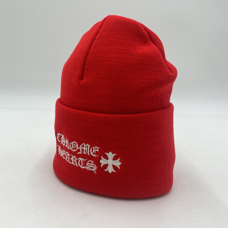 百貨店SALE 10%OFF~【中古美品】【メンズ】 CHROME HEARTS クロムハーツ WOOL WATCH CAP 羊毛 ウオッチ 旗がしら 刺しゅうビーニー かぶり笠 190-251221-yy-03-tei 色合い：赤いこと 生生世世Net店