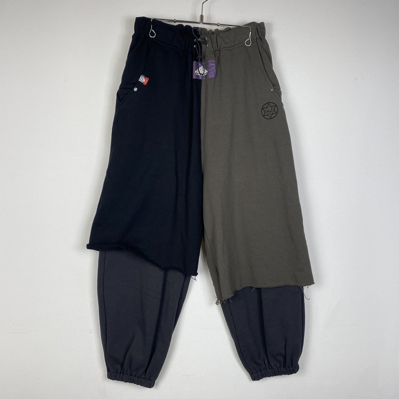 百貨店SALE 20%OFF~【中古品】【メンズ】  LEH レー LAYERED WIDE TRACK PANTS LEH1096 花の冠yd 広広とした 貨物自動車ズボン下 ボトムス スウェットパンツ 151-251222-yo-08-tei 大きさ：S 色合い：Ink Black Mix 未来永劫Net店