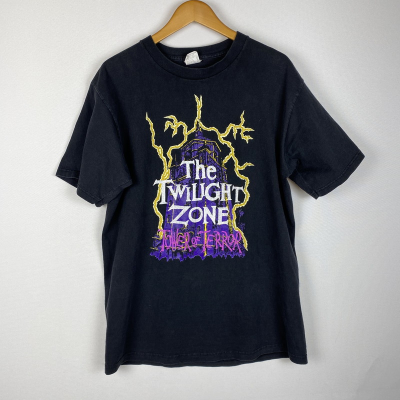 【中古品】【メンズ】 Disney ディズニー 90's THE TWILIGHT ZONE TEE 90年代 タワー オブ テラー Tシャツ 半袖 トップス USA製 145-251226-ks-04-tei サイズ：XL カラー：ブラック 万代Net店