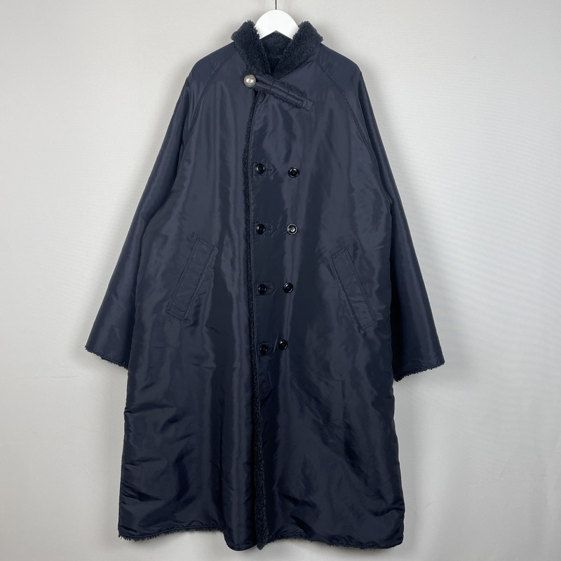 【中古品】【レディース】 45rpm ４５アールピーエム 908 SHAWL COLLAR COAT  908 ショールカラー コート アウター 厚ナイロン × ボア 168-260109-ks-25-tei サイズ：サイズ不明 カラー：ネイビー 万代Net店