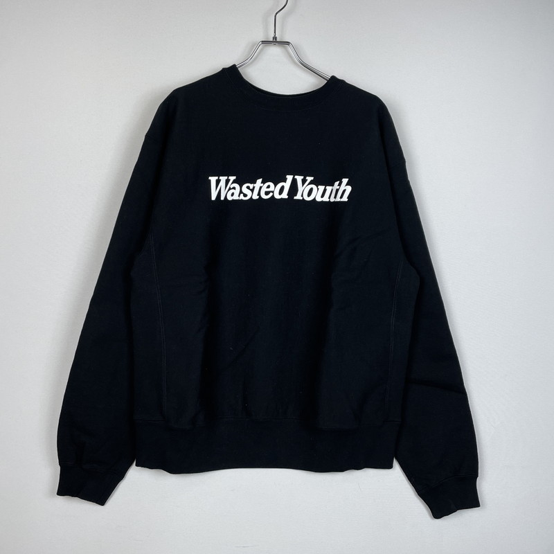 百貨店SALE 10%OFF~【中古品】【メンズ】  WASTED YOUTH ウェイステッドユース LOGO SWEAT WY26CS004 ロゴタイプ 汗水 長袖 トップス 調教師 142-260115-yo-13-tei 大きさ：XL 色つや：黒いこと 生生世世Net店