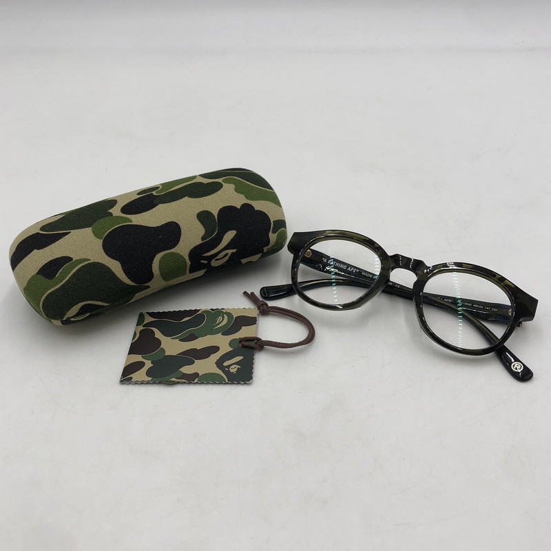 【中古品】【メンズ】 A BATHING APE アベイシングエイプ OPTICAL FLAME BA13002 オプティカル フレーム メガネ アイウェア アクセサリー 度入り 203-260117-yy-13-tei サイズ：46□24 147 カラー：グリーン 万代Net店
