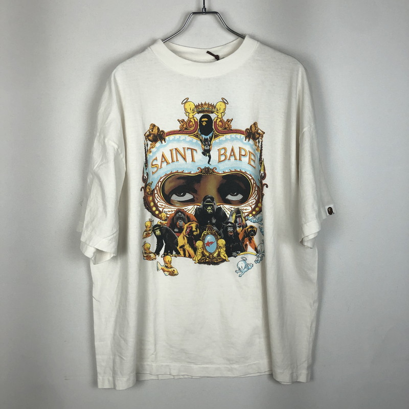 百貨店SALE 10%OFF~【中古品】【メンズ】 A BATHING APE アベイシングエイプ × SAINT Mxxxxxx SAINT MICHAEL 仙マイケル 25AW GENERATION TEE SM-HR1-0000-C36 世代 プルオーバー 半袖 142-260117-yy-01-tei 大きさ：2XL 色つや：白いこと 生生世世Net店