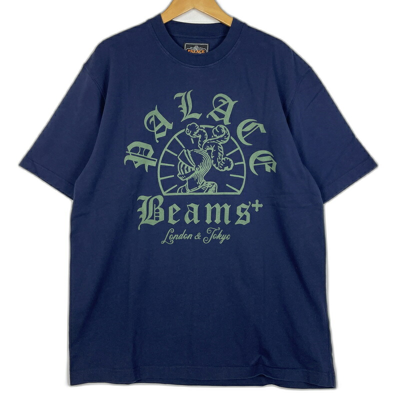 【中古品】【メンズ】 BEAMS HEART ビームスハート × PALACE パレス 別注 コラボ GRAPHIC TEE 38-08-0048-156 グラフィック Tシャツ 半袖 トップス 142-260119-yy-22-tei サイズ：L カラー：ネイビー 万代Net店