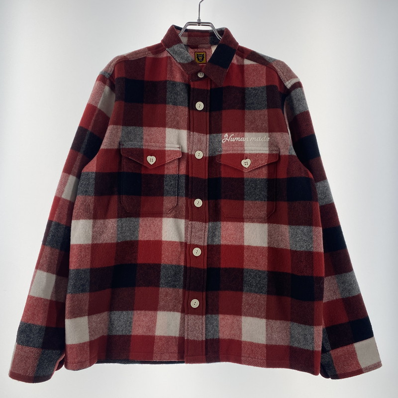 百貨店SALE 10%OFF~【中古品】【メンズ】  HUMANMADE ヒューマンお手伝いさん 23AW WOOL BEAVER BLOCK CHECK SHIRT HM26SH011 羊毛 ビーバー 立ちはだかる 照合のしるし プルオーバー 長袖 トップス 142-260126-ks-04-tei 大きさ：L 色つや：赤いこと 生生世世Net店