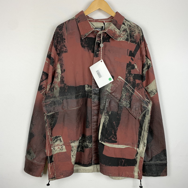 【中古品】【メンズ】 DIESEL ディーゼル 21FW JOGGJEANS JACKET D-CORU-SP-NE ジョグジーンズ ジャケット アウター スウェットデニム ダメージ加工 141-260204-ko-12-tei サイズ：XL カラー：総柄 万代Net店