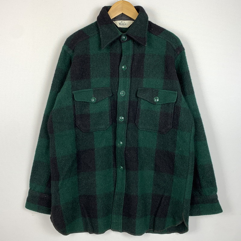 【中古品】【メンズ】 WOOLRICH ウールリッチ 70's WOOL CHECK SHIRT JACKET VINTAGE 70年代 ウールチェックシャツジャケット アウター ヴィンテージ 144-260209-ko-23-tei サイズ：L カラー：グリーン 万代Net店