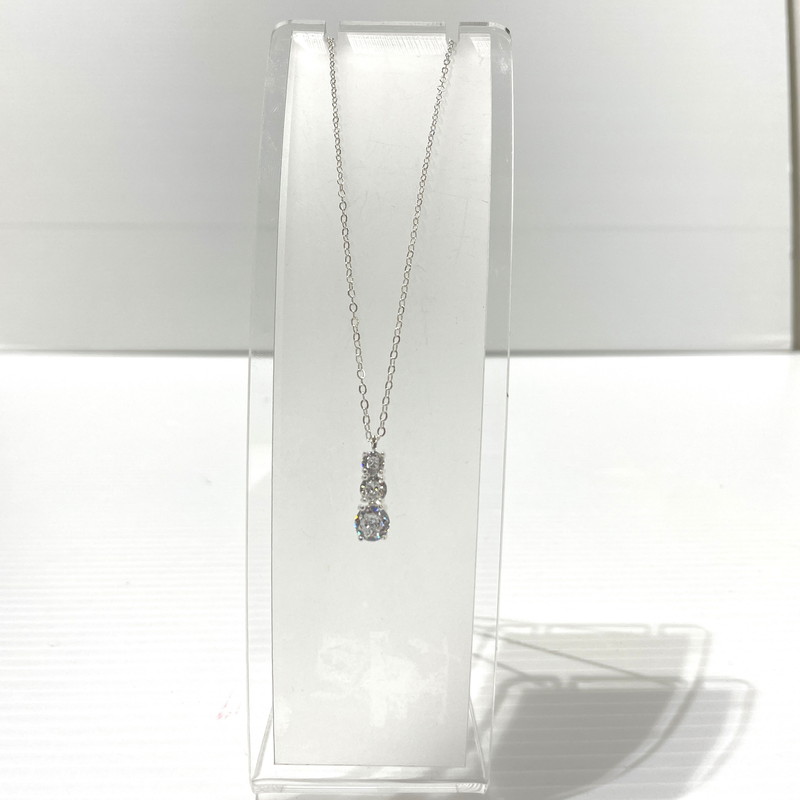 【中古品】【レディース】 UNKNOWN MOISSANITE STONE SILVER NECKLACE モアサナイト 3連ストーン シルバーネックレス アクセサリー 192-260221-yo-16-tei カラー：シルバー 万代Net店｜万代Net店
