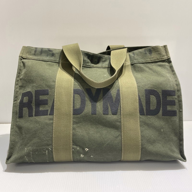 【中古品】【メンズ】  READYMADE 小母さんお手伝いさん EASY TOTE BAG LARGE イージートートバッグ ラージ 鞄 188-260303-yo-04-tei 色合い：カーキ 未来永劫Net店