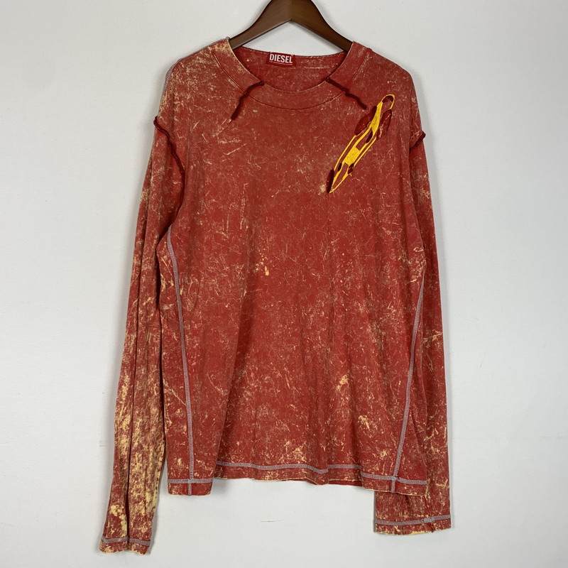 百貨店SALE 10%OFF~【中古品】【メンズ】 DIESEL ディーゼル 23AW T-CRAMIVOLKK-LS TEE ロング捩り プルオーバー トップス 長袖 不都合産業 141-260304-ko-04-tei 大きさ：S 色合い：赤いこと 未来永劫Net店