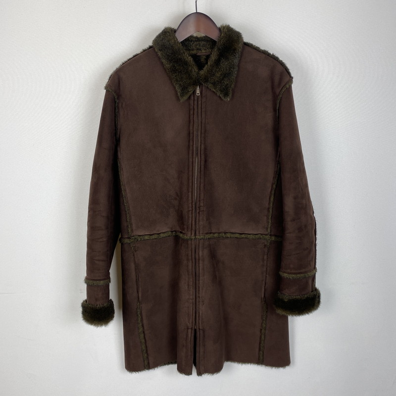【中古品】【メンズ】 TORNADO MART トルネードマート FAKE LEATHER MOUTON COAT TBL-1529-2 フェイク レザー ムートン コート アウター 147-260306-ks-03-tei サイズ:L カラー:ブラウン 万代Net店
