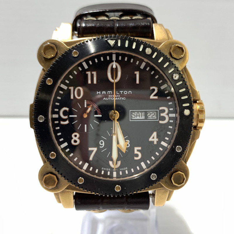 【中古品】【メンズ】 HAMILTON ハミルトン KHAKI BELOW ZERO AUTO H786460 カーキ ビロウ ゼロ クロノグラフ デイデイト 腕時計 自動巻き 197-260310-ko-28-tei カラー：ブラック 万代Net店